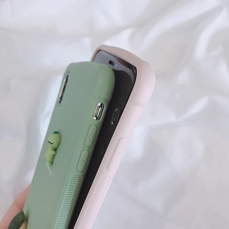 Милый мультяшный Простой 3D динозавр Ультра-мягкий телефон чехол для iPhone 6 6S Plus 7 8 Plus X XS XR XSMAX простой встроенный Apple чехол для телефона