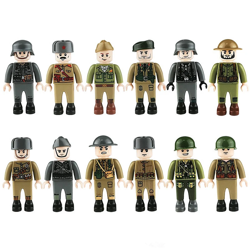 12pcs//lot Military Soldiers Army Figures Building Blocks Bricks Models Sets Toys