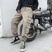 Хип-хоп шаровары с карманами, мужские осенние уличные повседневные брюки карго, мужские японские спортивные штаны размера плюс 5XL, мужские джоггеры