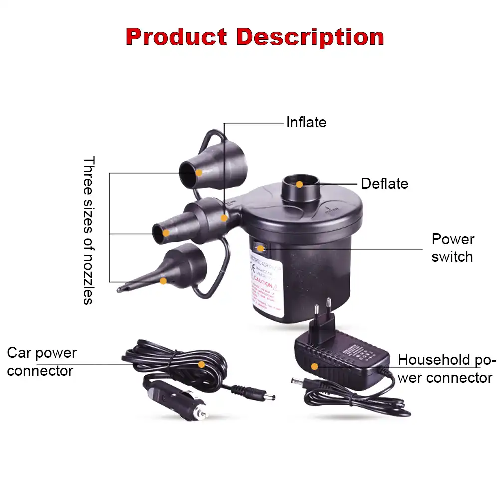 bomba de aire electrica portatil compresor para colchon de piscina inflable inflador rapido para inflar con 3 boquillas nuevo 2020