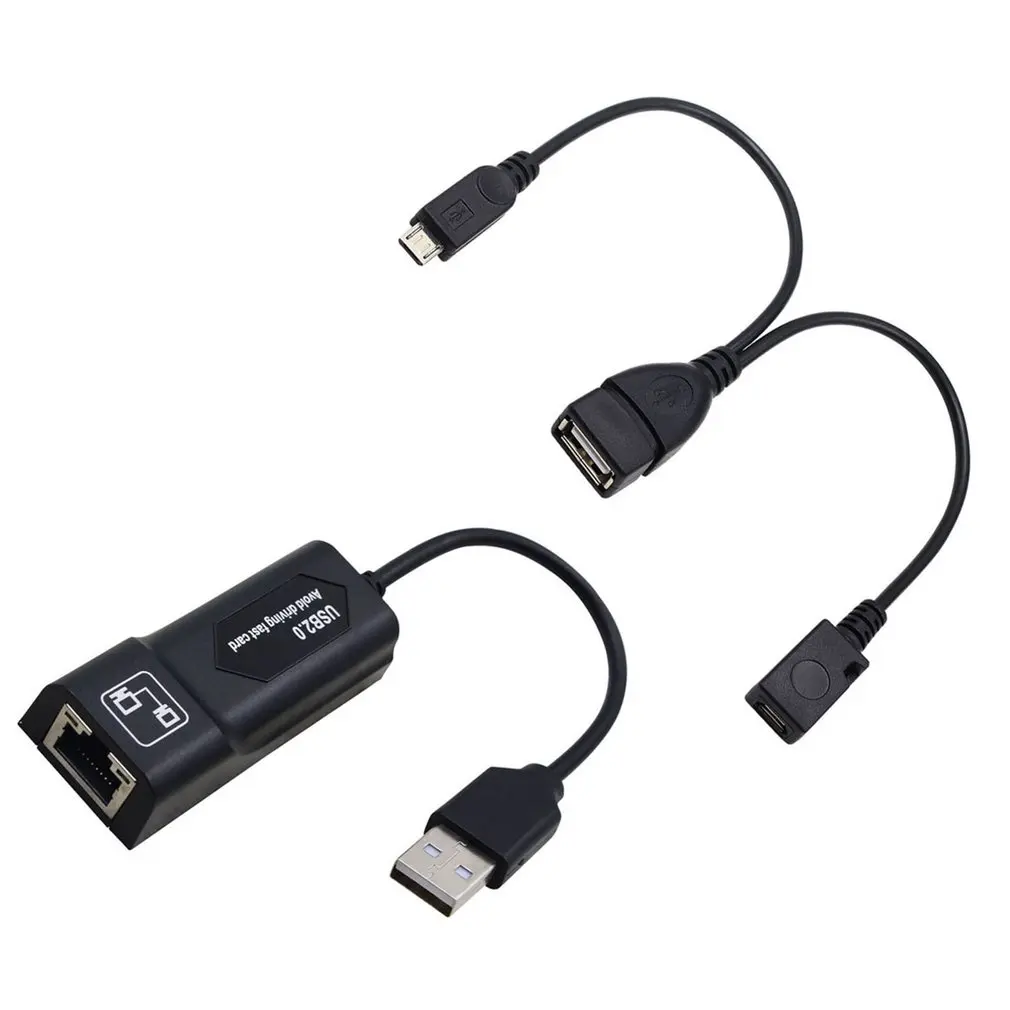 Usb 2.0 para rj45 adaptador/2x mirco cabo usb lan ethernet adaptador para amazon fire tv 3 ou vara gen 2|Cabos de computador e conectores| -