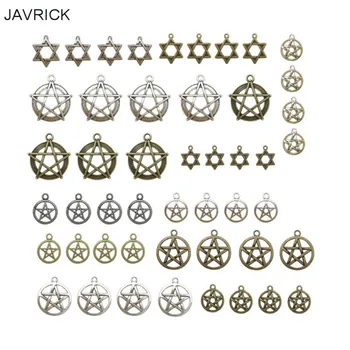 

48pcs Mixed Magic Pentacle Hexagram Star Protection Lucky Charms Pendant Jewerly