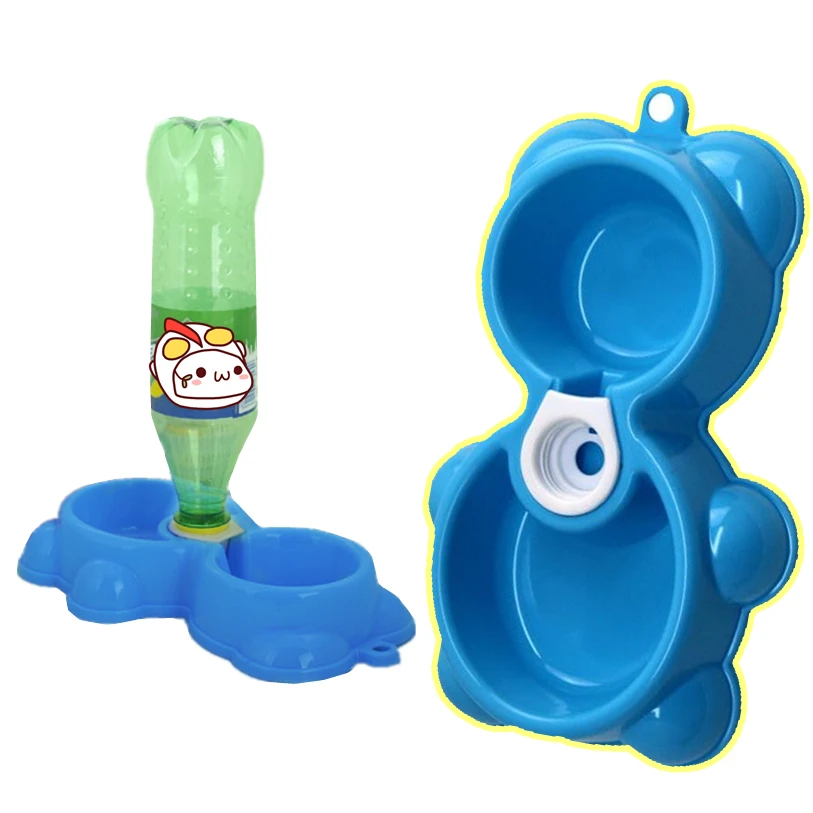 Cute Bear Shape Pet Bowl Dish Automatic Dual-drinking Dispenser Water Food Feeder Fountain Puppy Dog Cat Bowl Wholesale noFB20 (4)