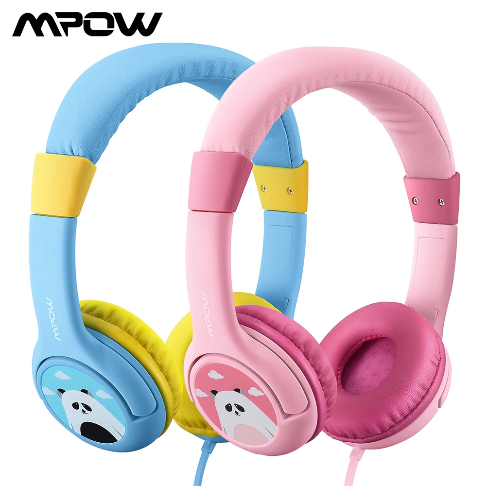 Mpow BH178 детские наушники для защиты слуха, проводные наушники с милой пандой, ограниченная громкость, гарнитура с общим портом и микрофоном для iPhone, iPod