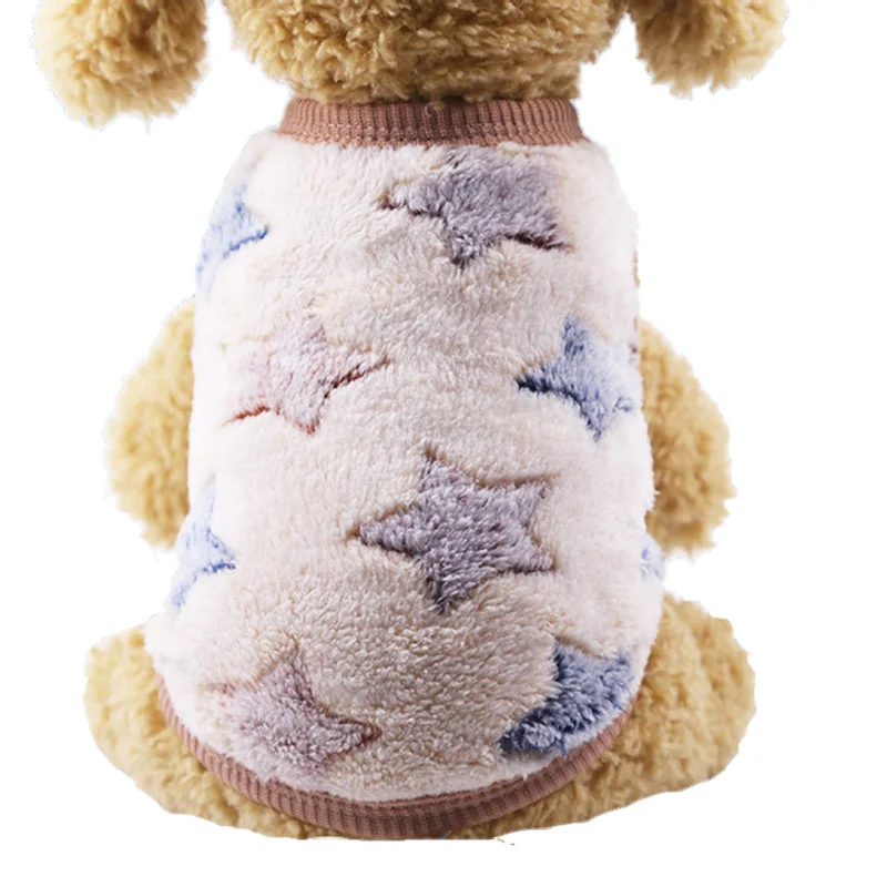 Pawstrip маленькая собака одежда теплое зимнее пальто для собак из хлопкового флиса Одежда для щенков щенок жилет Костюмы французский для бульдога Чихуахуа XXS-XL - Цвет: Beige Star