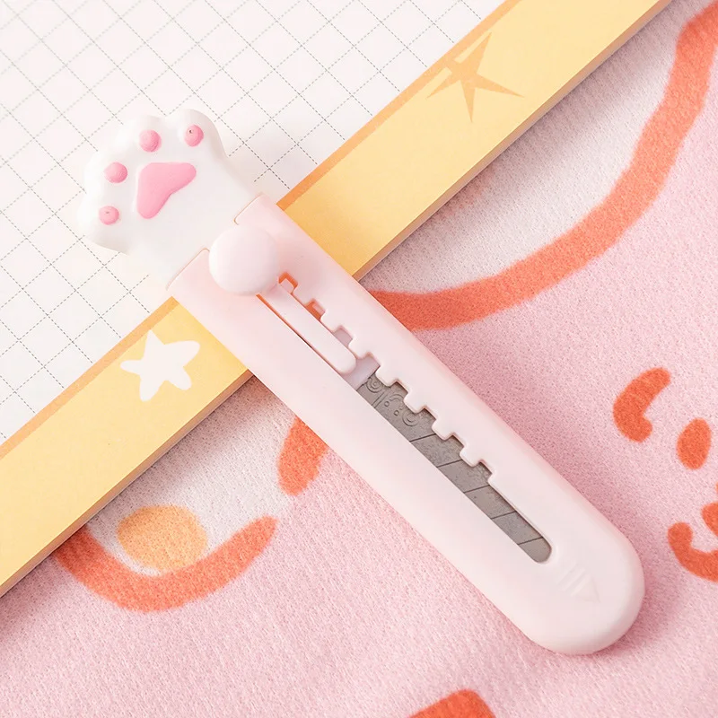 Kawaii Mini Pocket Cat Paw Art Utility Knife Express Box Knife Paper Cutter Craft Wrapping Refillable Blade Stationery utility knife paper cutter craft cutting knife
