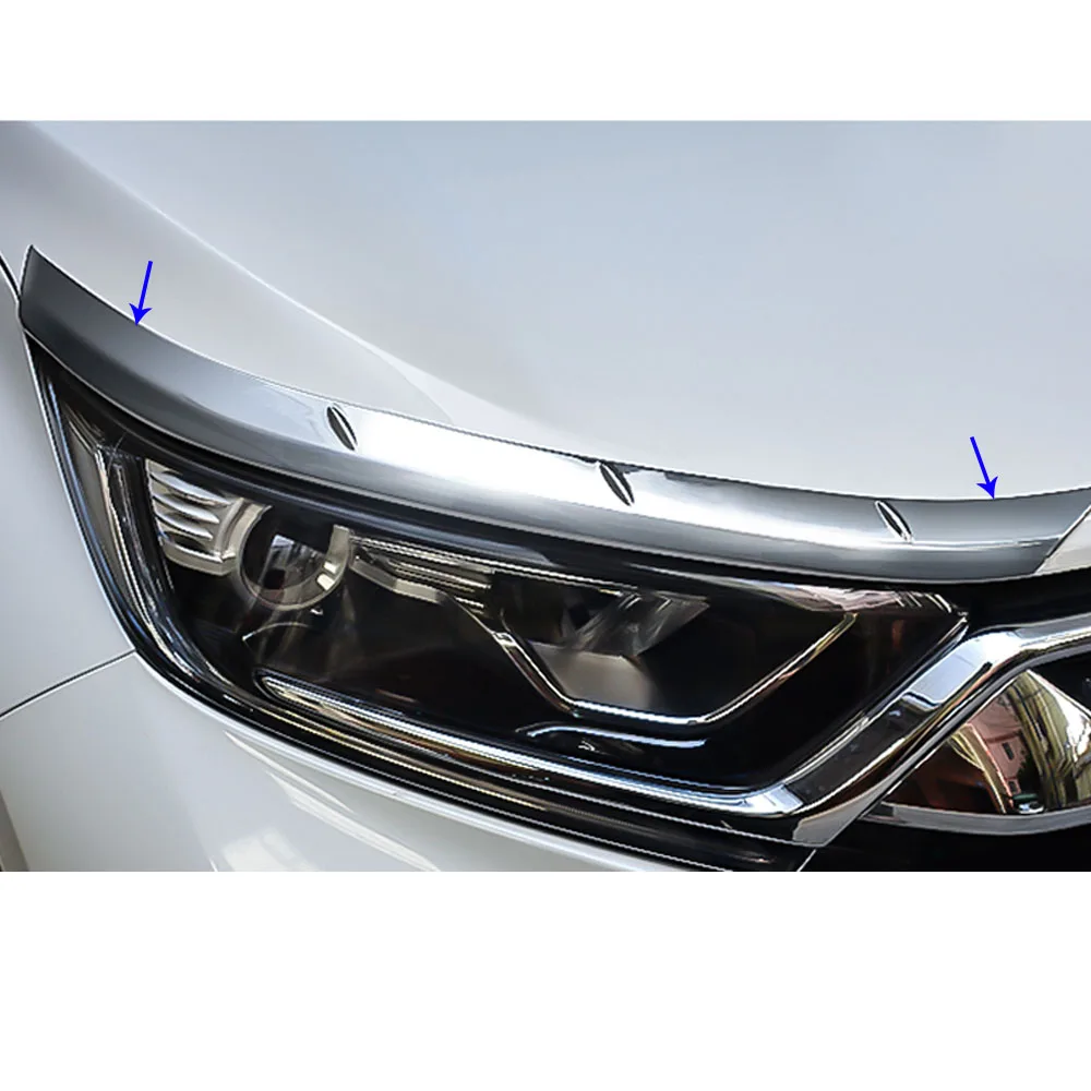 

Car Cover ABS Chrome Head Front Light Eyebrow Headlamp Hoods Guard Frame 2pcs/Set For Honda CRV CR-V 2017 2018 2019