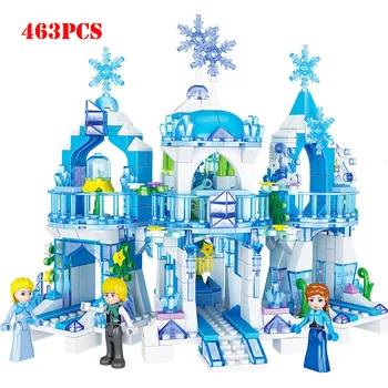 

Princess Figures Snow Queen Ice Castle Model Building Blocks Compatible Lepining City Friends Bricks Toys For Children