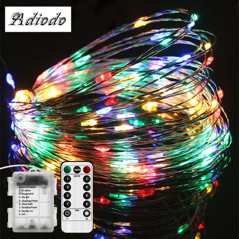 

50/100/200 LED Copper Wire Lamp String Holiday lighting Fairy Garland Decorative Lights Xmas With Controller Set