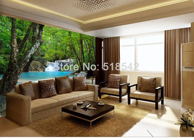 Foto personalizada, Rio da floresta, Mural decorativo, Cobertura da parede do quarto