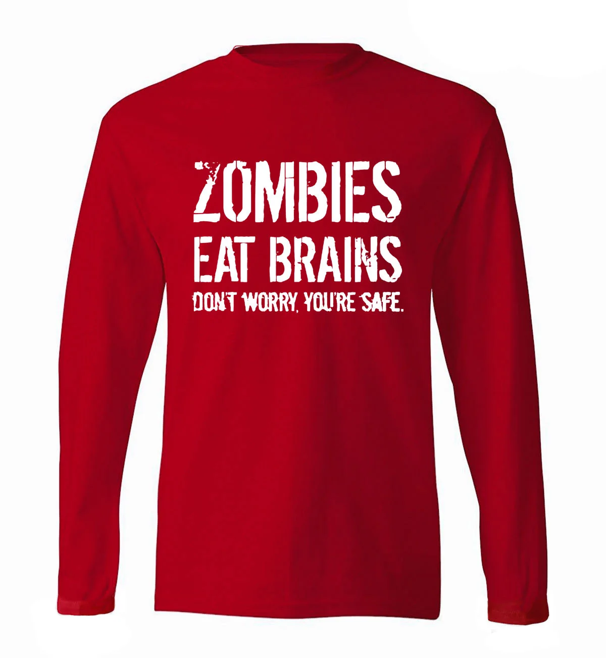 

Funny Zombie Men T Shirt Zombies Eat Brains men's long sleeve T-shirts 2020 new spring cotton high quality fitness men top tees