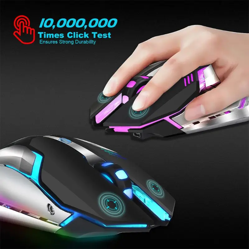 2 4Ghz Wireless Gaming Mouse Rechargeable 7 Colors Backlit 2400 DPI Optical Mi E65A 3