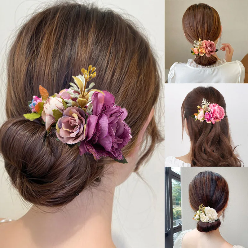 New Flower Headwear Women Headband Bride Wedding Hair Accessories Metal Comb Floral Crown Bridal Princess Headpiece