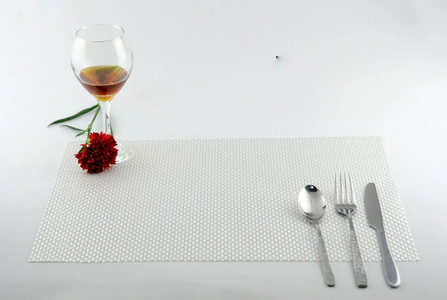 White 30x45 см тканый коврик для стола нескользящий грязеотталкивающий жаростойкий кухонный Обеденный Скатерть моющийся домашний Декор ПВХ настольные салфетки - Цвет: White