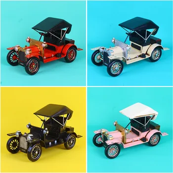 

European Style Car Model Retro Iron Vintage Car Decoration Creative Convertible Car Model Decoration Metal Crafts Toy Vehicles