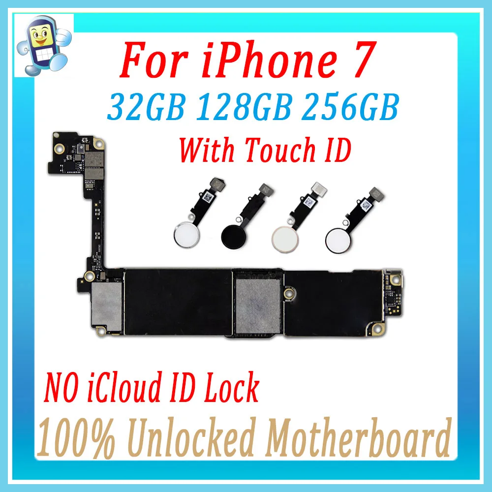 

32GB / 128GB / 256GB For iPhone 7 Motherboard original Unlocked With / Without Touch ID Logic Board with IOS system,Free shpping