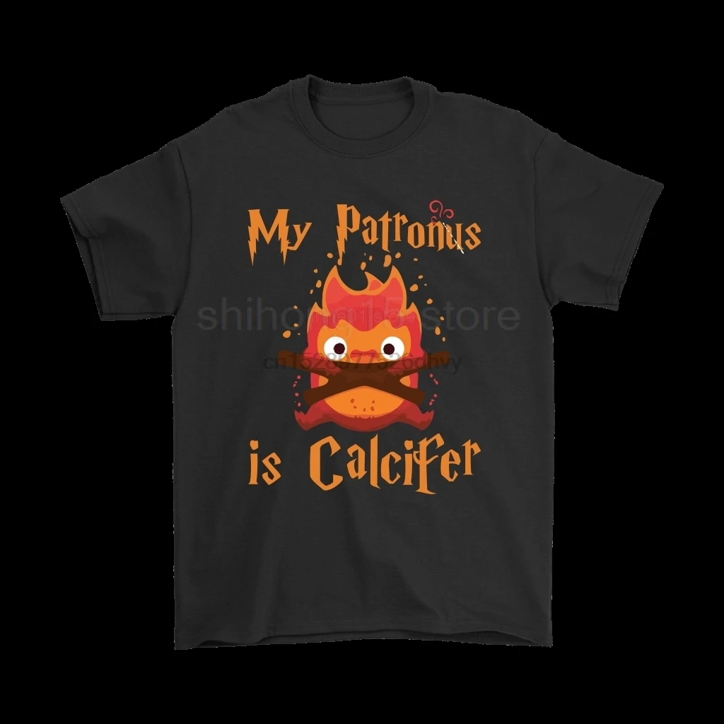 

Brand My Patronus Is Calcifer Howl Moving Castle X Harry T-Shirts 2019 Summer Men Short Sleeve T-Shirt