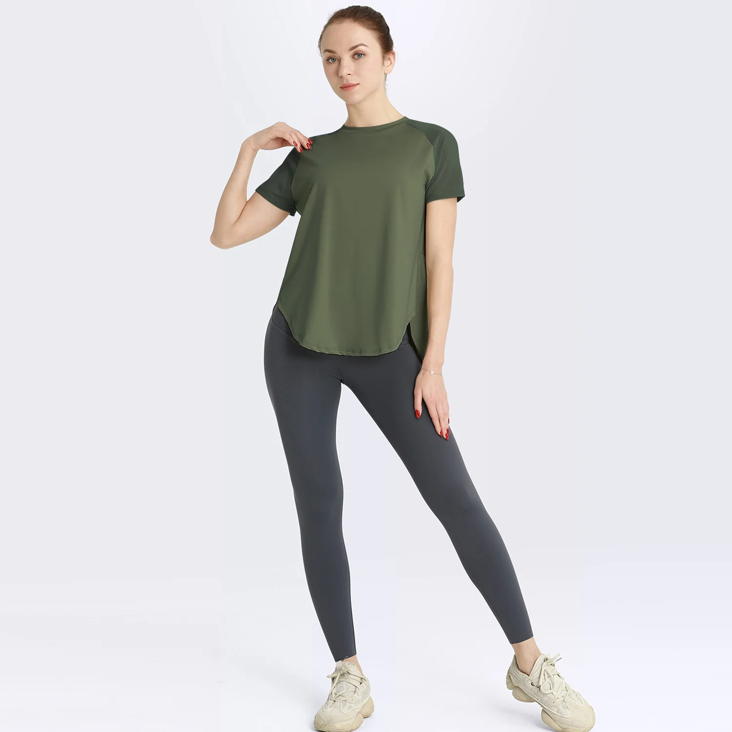 F.DYRAA Breathable Yoga Shirts Quick-Dry Short Sleeve Running T-shirt Yoga Exercise Women T-shirt Loose Fitness Sport Tees Top