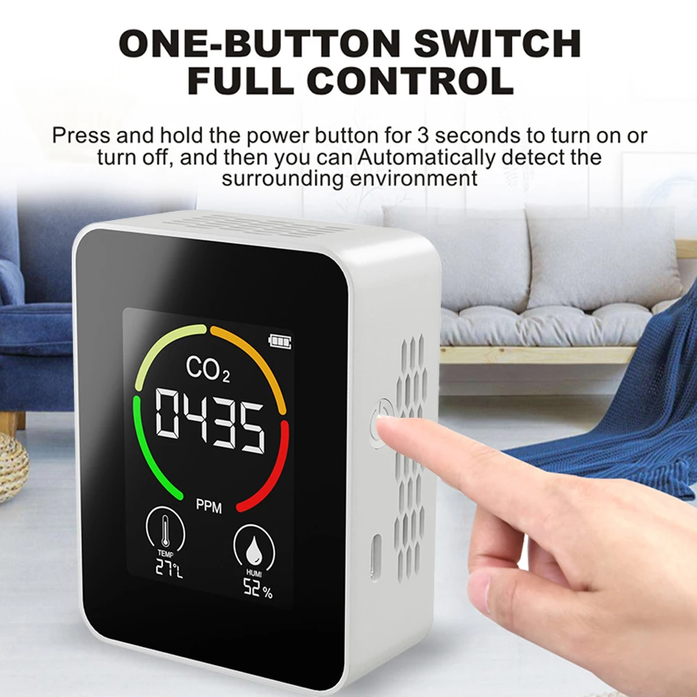 Description Picture 6 of itemUSB Rechargeable CO2 Meter Air Quality Monitor Gas Analyzers Carbon Dioxide Sensor CO2 Detector TVOC Temperature Humidity Tester