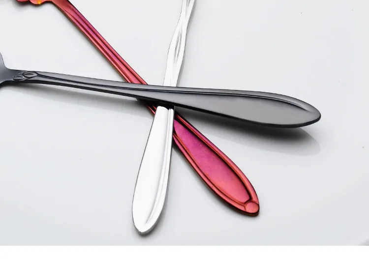 304 Stainless Steel Flower Spoon Sub-Cherry Blossom Rose Sunflower Colorful Titanium Plated Gold Purple Tableware Dessert Spoon