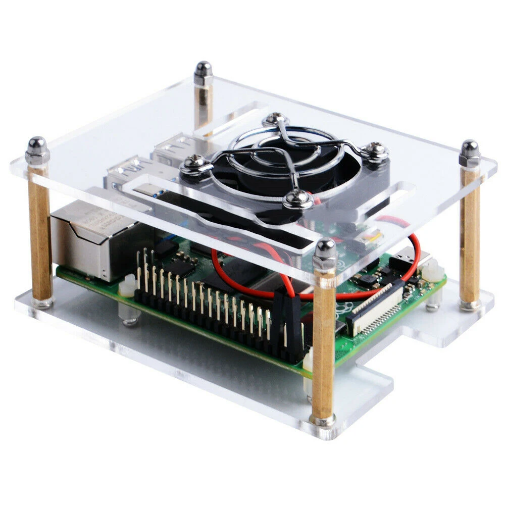 Для Raspberry Pi акриловый корпус с охлаждением вентиляторные радиаторы для Raspberry Pi 4B/3/2B/B