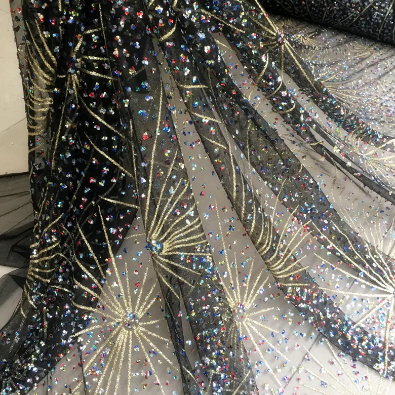 

50cm*130cm Special Diamond Color Diamond Gauze Sequins Fabric Fireworks Gold Stamping Translucent Dress Fabric