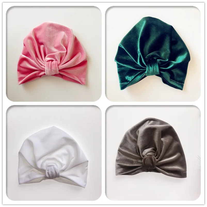 Boutique ins 10pcs Fashion Newborn Velvet Knot Indian Turban Hats Bandanas Photography Drops Hair Wrap Accessories Caps