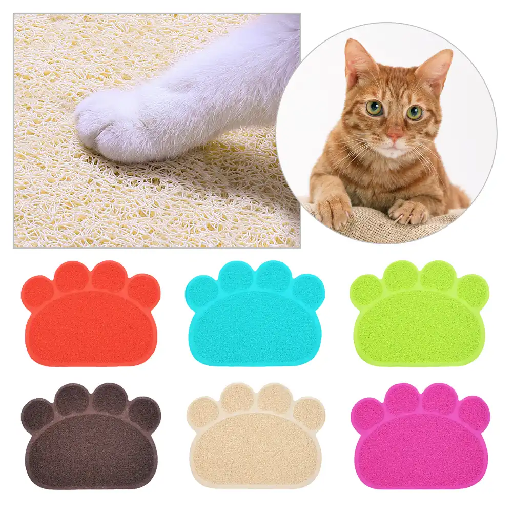 Mignon Patte Forme Tapis D Alimentation Pour Animaux De Compagnie Impermeable Chat Litiere Tapis Pour Animaux De Compagnie Nourriture Eau Bol Pad Anti Derapant Chiot Chat Manger Plat Tapis Animal De Compagnie Approvisionnement