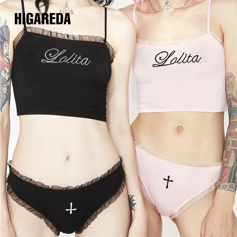 

underwear sets women sets sexy fashion two pieces catton letter sleeveless breathable Lingerie Bandage underpants