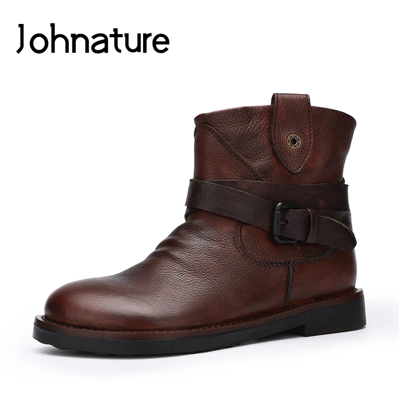 Johnature ботинки из натуральной кожи на платформе в стиле ретро Новинка 2019 года