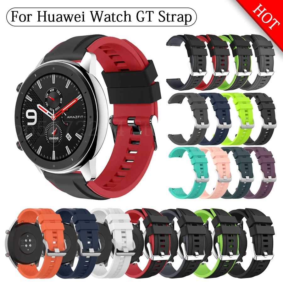 

22mm Sport Silicone Strap for Huawei Watch GT GT 2 46mm Wristband Bracelet for Samsung Galaxy Watch 46mm Gear S3 Huami GTR 47mm