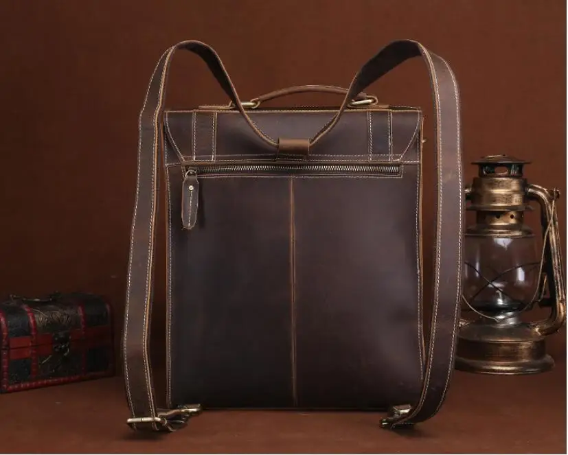 CHSANATO NEW 3 in 1 Business Backpacks Crazy Horse Leather Backpack For Vintage Men Travel Shoulder Bags Quality Male Mochilas