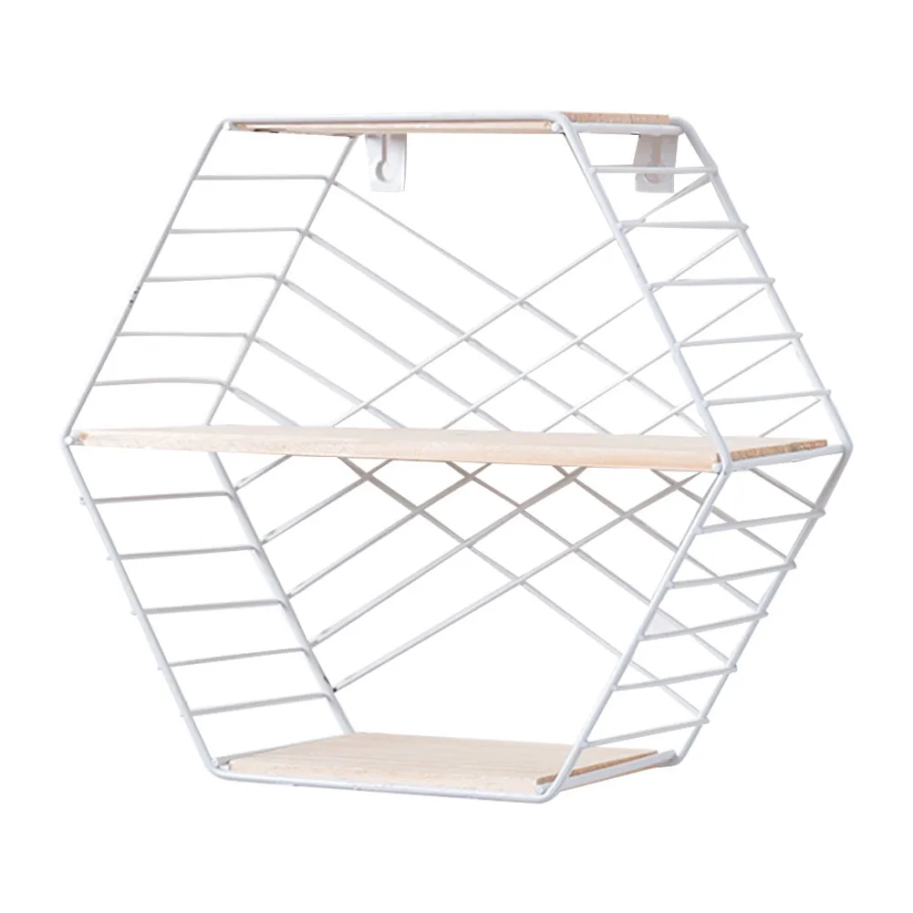 Держатель для мелочей, стеллаж для хранения, чугунный, Decoratve, настенный, геометрический, для гостиной, в скандинавском стиле, для спальни, двойной слой, для дома