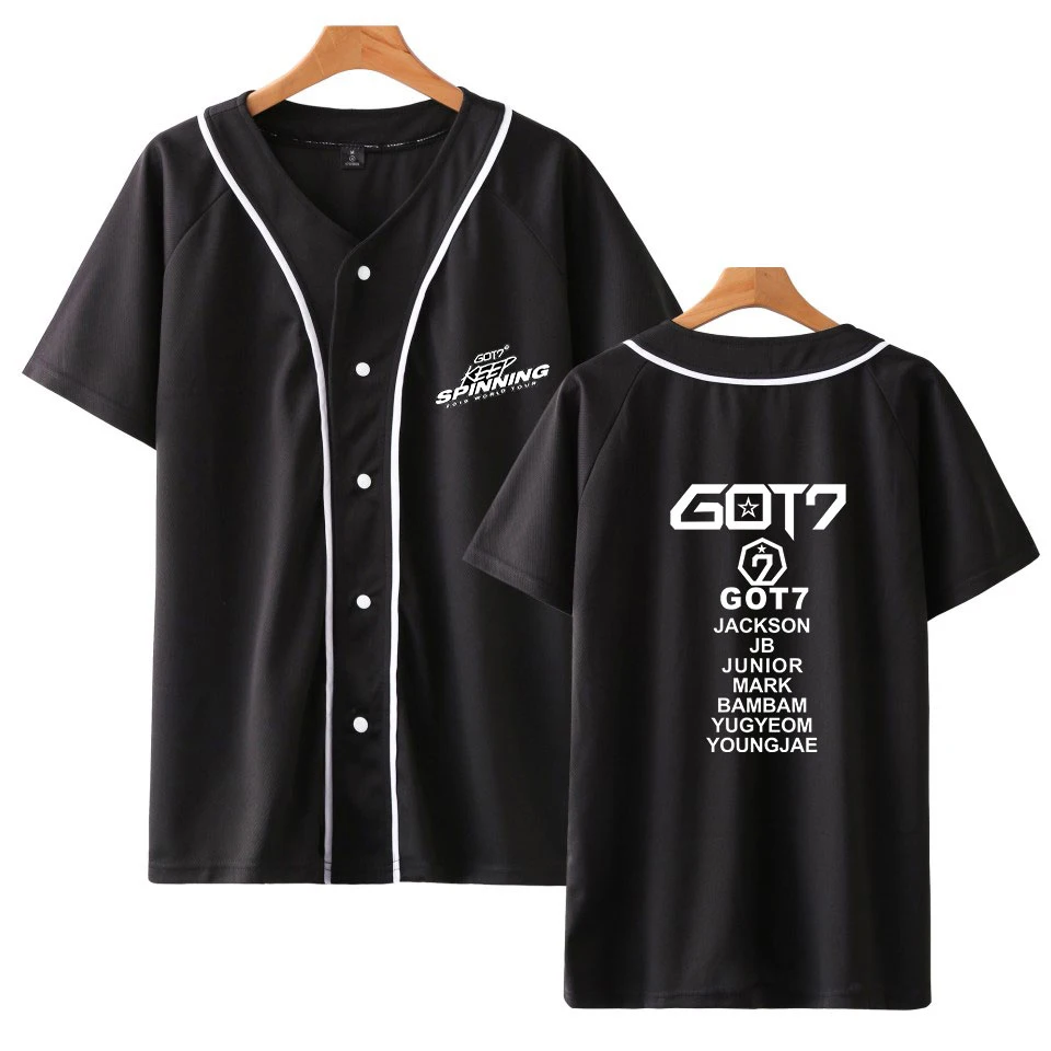 

GOT7 2019 WORLD TOUR New 2D baseball Men fashion summer short sleeve new trend casual baseball short-sleeved T-shirt