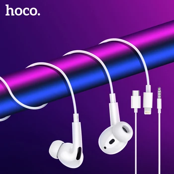 

HOCO 3.5mm Jack Earphones With Microphone Wired Lighting Earphone for iPhone 11 Pro Max Xs Max 8 7 6 SE 2 Wired Type-C Earphone