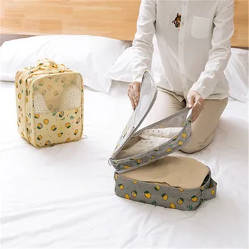 

yellow lemon Oxford cloth Shoe Storage Bag Holds 3 Pair of Shoes for Travel and Daily Use shoe storage bag compartment organizes
