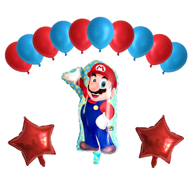 13 шт./партия 60*45 см воздушные шары Супер Марио 18 дюймов синие красные звезды круглые воздушные шары День рождения Марио Bros воздушный шар из майлара украшения - Цвет: Многоцветный