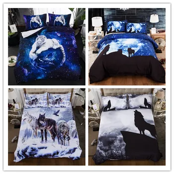 

New Products 3D Wolf Series Printed Bedding Sets Duvet Cover Twin Full Queen Size For Home