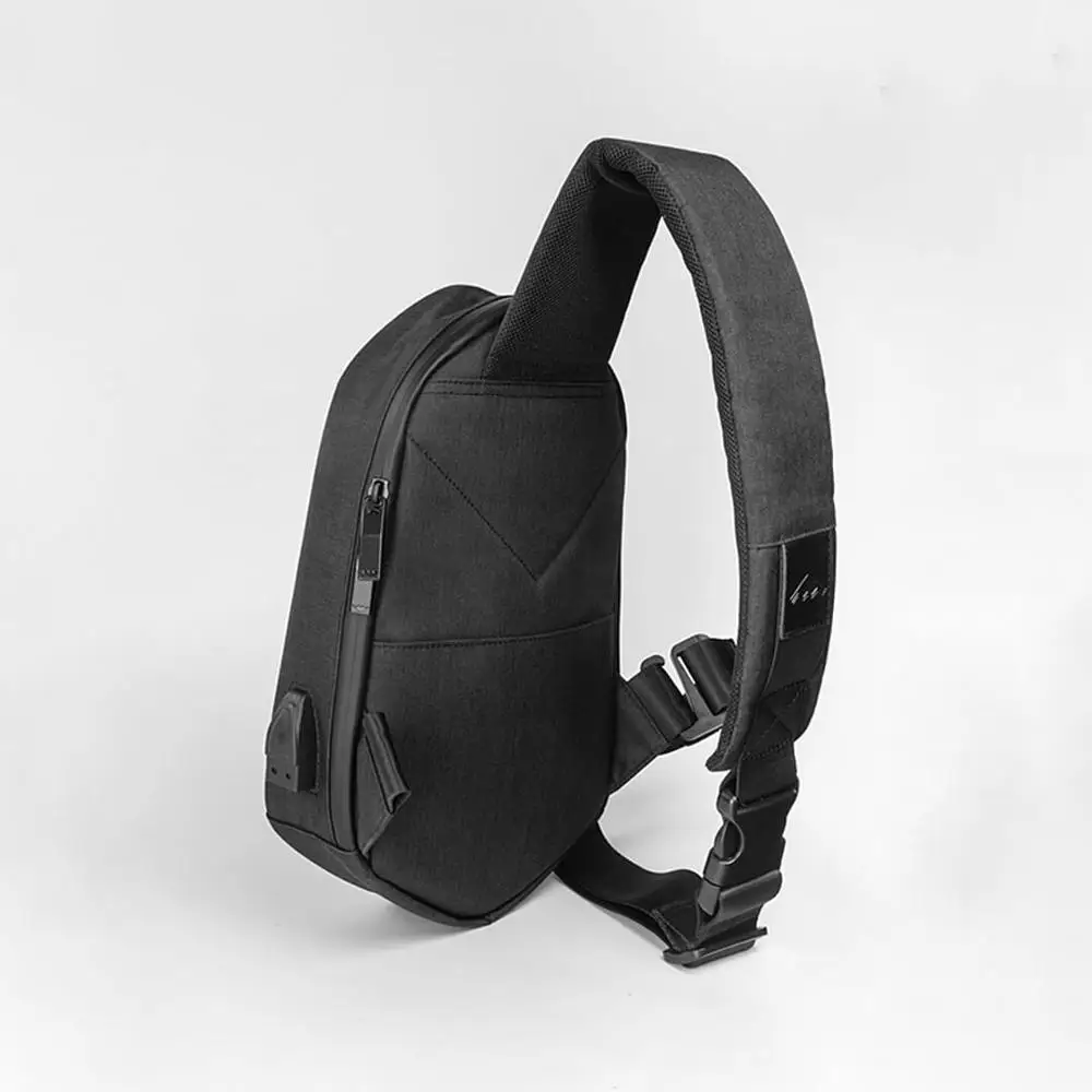 MI Mijia BEABORN Polyhedron PU Рюкзак USB Сумка водонепроницаемая цветная спортивная сумка на грудь для отдыха для мужчин и женщин путешествия Кемпинг - Цвет: Black