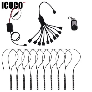 

ICOCO 10 In 1 Set RGB LED Atmosphere Decorative Lamp Inside The Car Lights LED Strip Kit Car Interior Styling