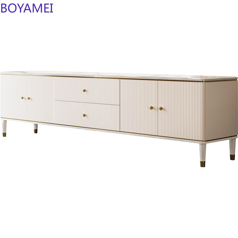 

Modern light luxury TV cabinet marble small-house slate TV cabinet coffee table combination solid wood simple furniture cabinet