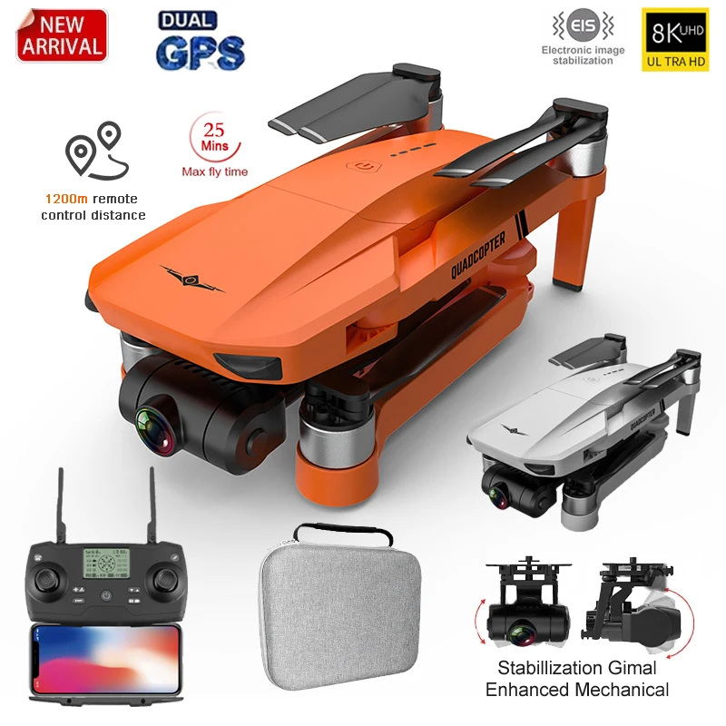 Dron con GPS 4k Profesional 8K, cámara HD de 2 ejes, cardán antivibración, fotografía aérea, Quadcopter plegable sin escobillas, 2021 km, novedad de 1,2