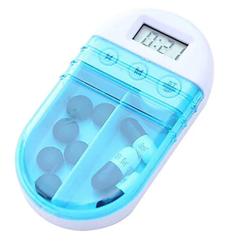 Новинка, 1 шт., портативный 2 сетчатый умный электронный чехол для таблеток с таймером и сигнализацией, коробка для хранения таблеток для путешествий