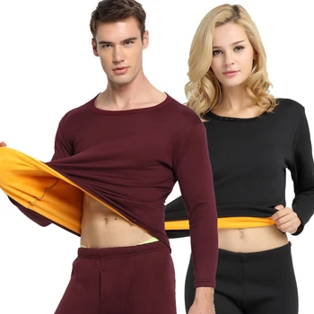 

Thermal Underwear men Winter Women Long Johns sets fleece keep warm in cold weather size L to 6XL Thickening Home Clothes
