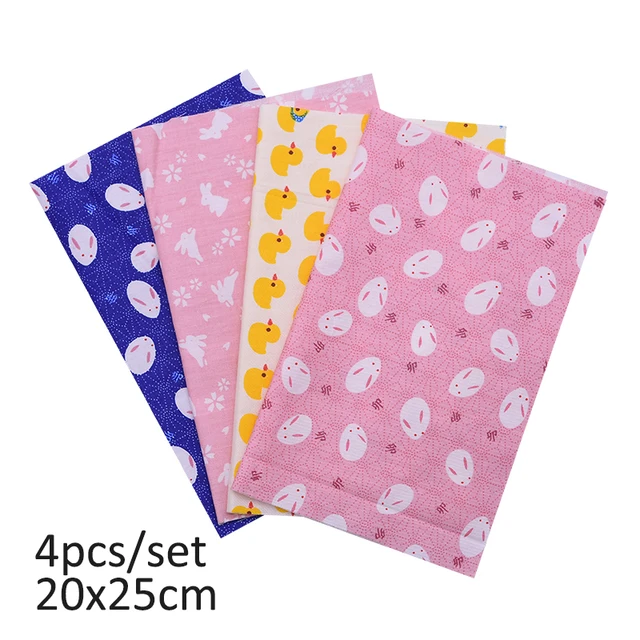 20cmx25cm and 25cmx25cm Cotton Fabric Printed Cloth Sewing Quilting Fabrics for Patchwork Needlework DIY Handmade Material 4pcs 20x25cm