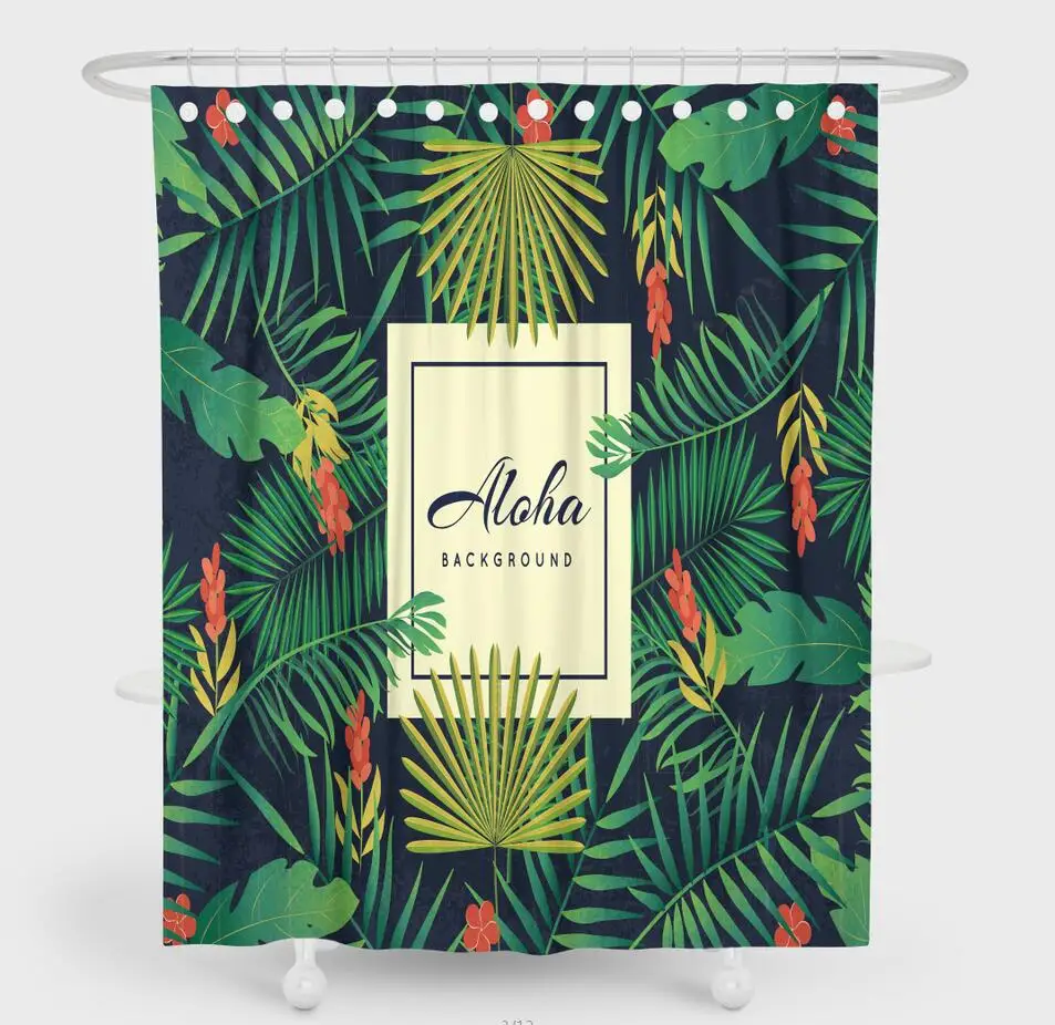 IBANO Aloha занавеска для душа Водонепроницаемая полиэфирная ткань занавеска для ванной комнаты декорированная 12 шт. Пластиковые Крючки - Цвет: 3