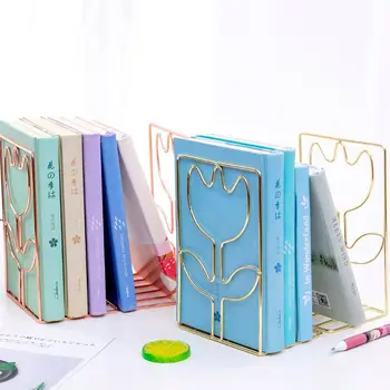 

1 Pair Creative Flower Shape Bookends Book Support Stand Desk Organizer Holder