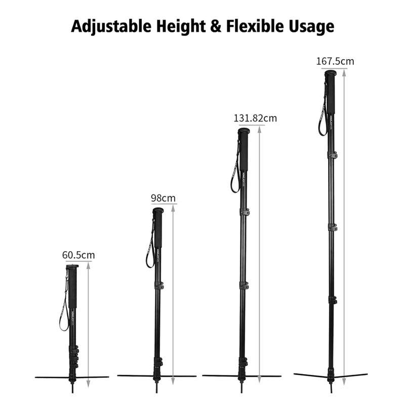 FFYY-Kingjoy Mp408Fl Photography Camera Monopod Tripod For Canon Nikon Sony Dslr Cameras Aluminum Alloy 4-Section Professional T