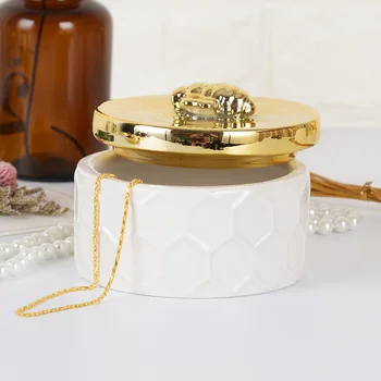 

Jewelry Box / Golden Ceramic Jewelry Storage / Continental Simple Storage /Tank Dressing Table Decoration