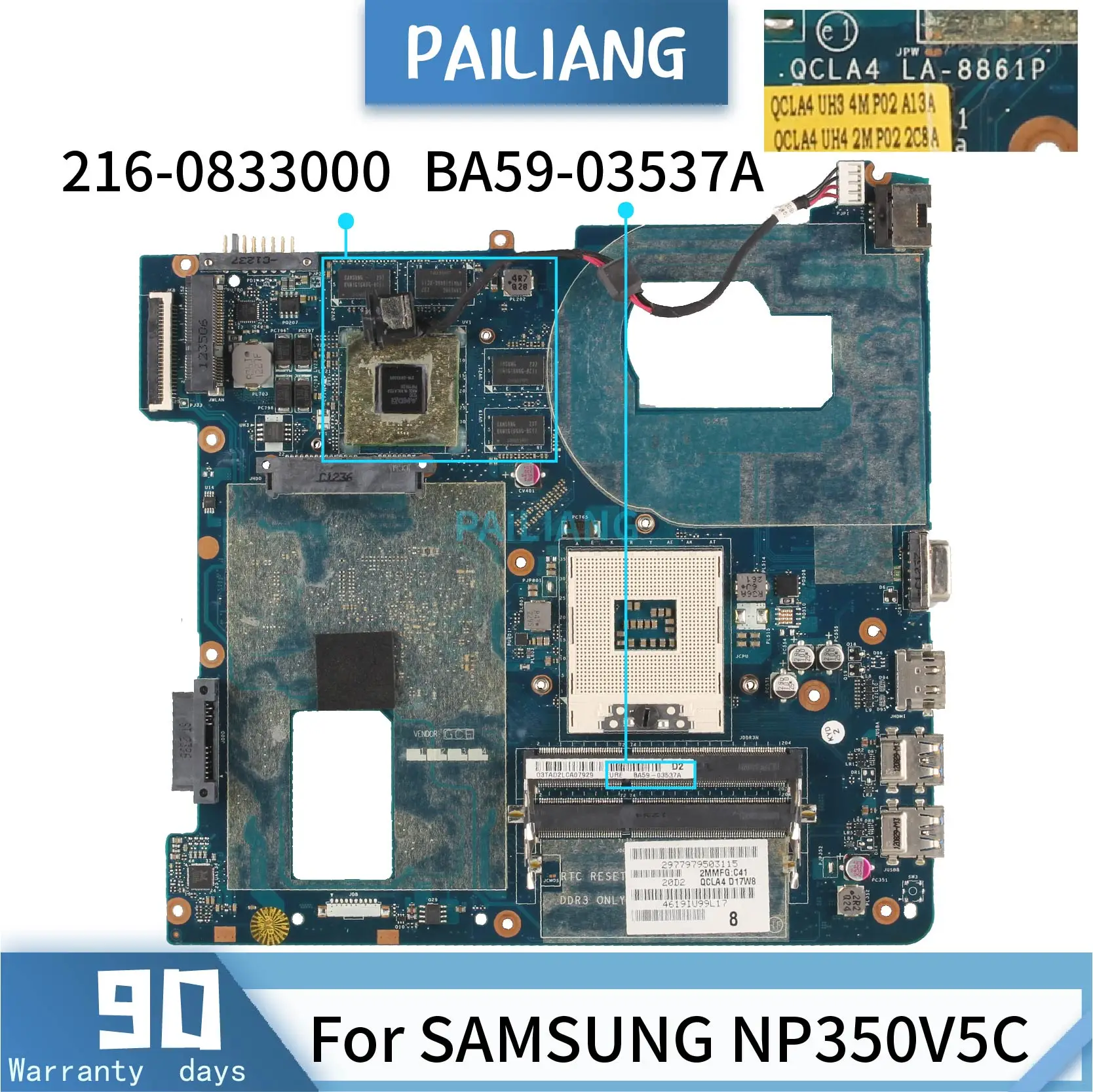 

Материнская плата для ноутбука PAILIANG для SAMSUNG NP350V5C, материнская плата LA-8861P SLJ8E 216-0833000 tesed DDR3
